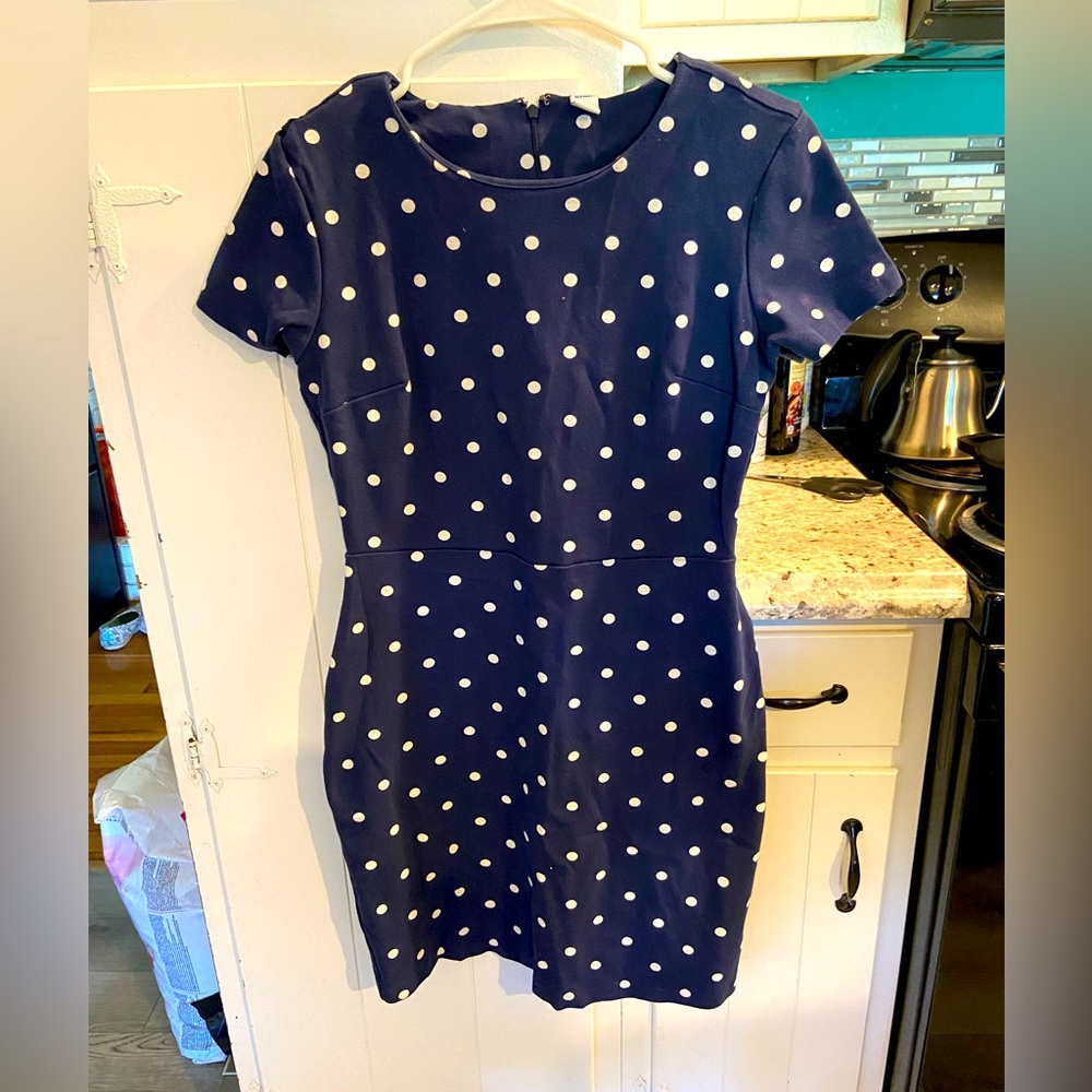 Casual navy polka dot dress
